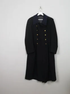 Men's Vintage Navy Wool Military Coat M