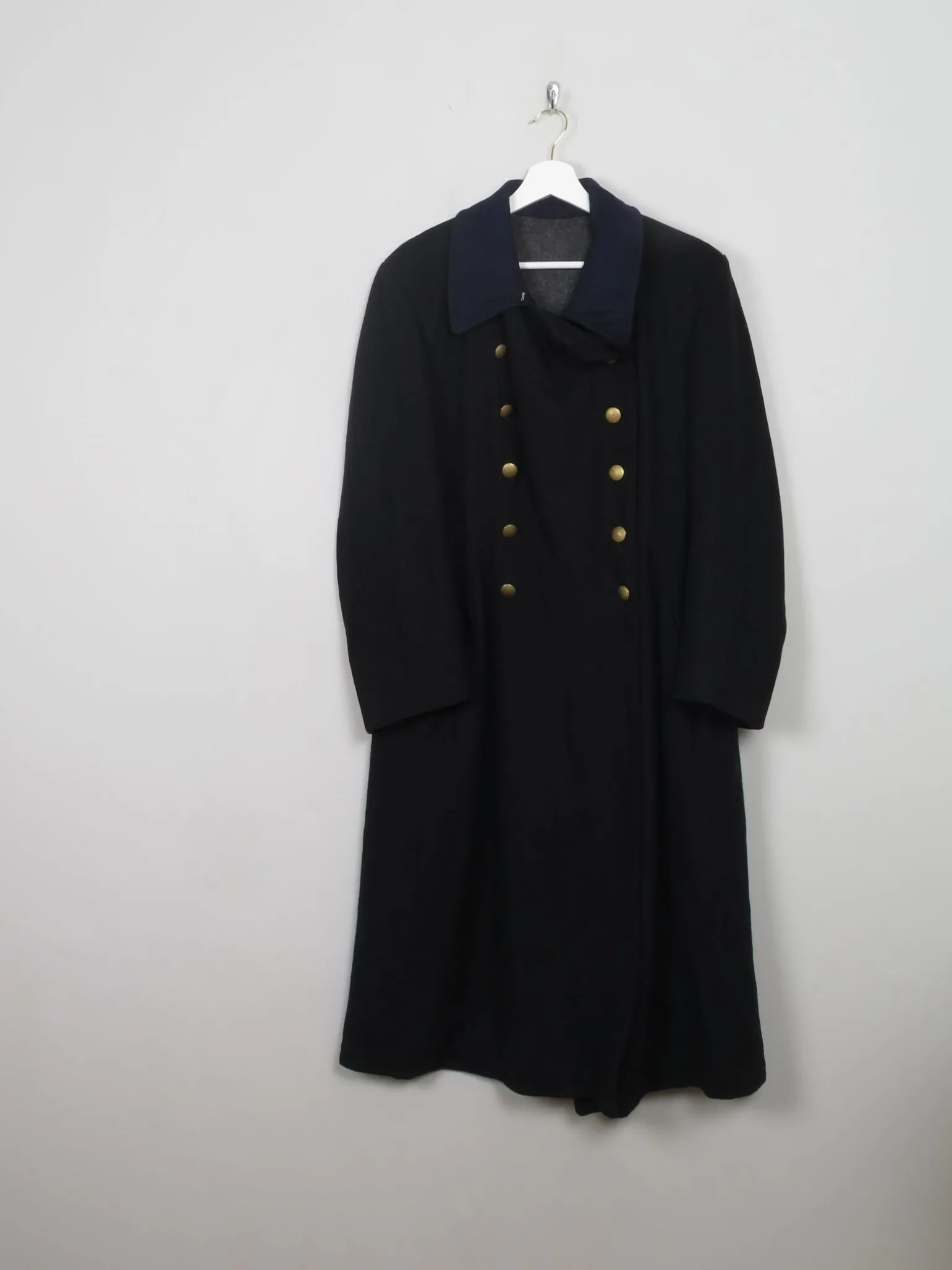 Men's Vintage Navy Wool Military Coat M