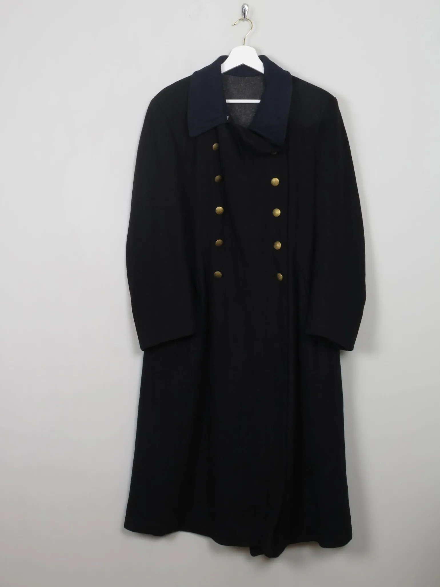 Men's Vintage Navy Wool Military Coat M