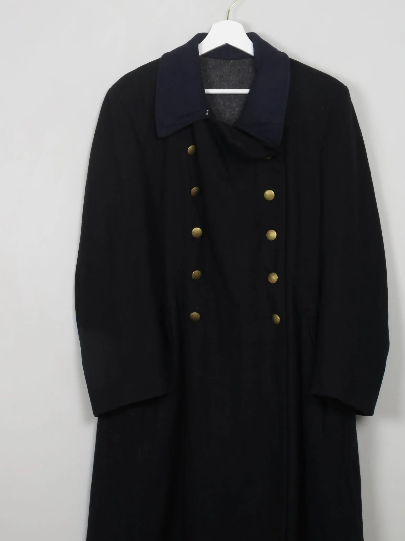 Men's Vintage Navy Wool Military Coat M