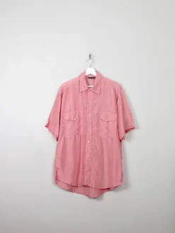 Men's Vintage Pink Silk Shirt XL