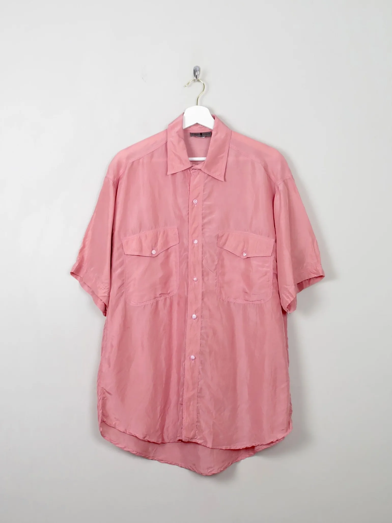 Men's Vintage Pink Silk Shirt XL