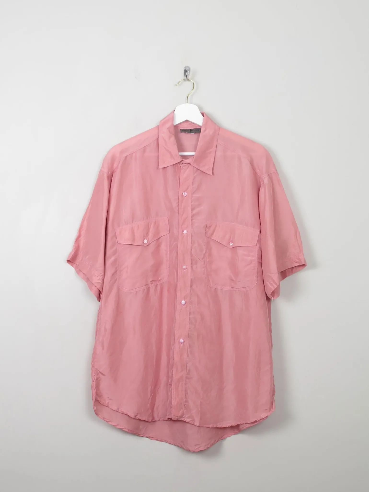 Men's Vintage Pink Silk Shirt XL