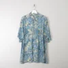 Men's Vintage Printed Blue Shirt L
