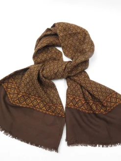 Men's Vintage Printed Mustard & Brown Scarf