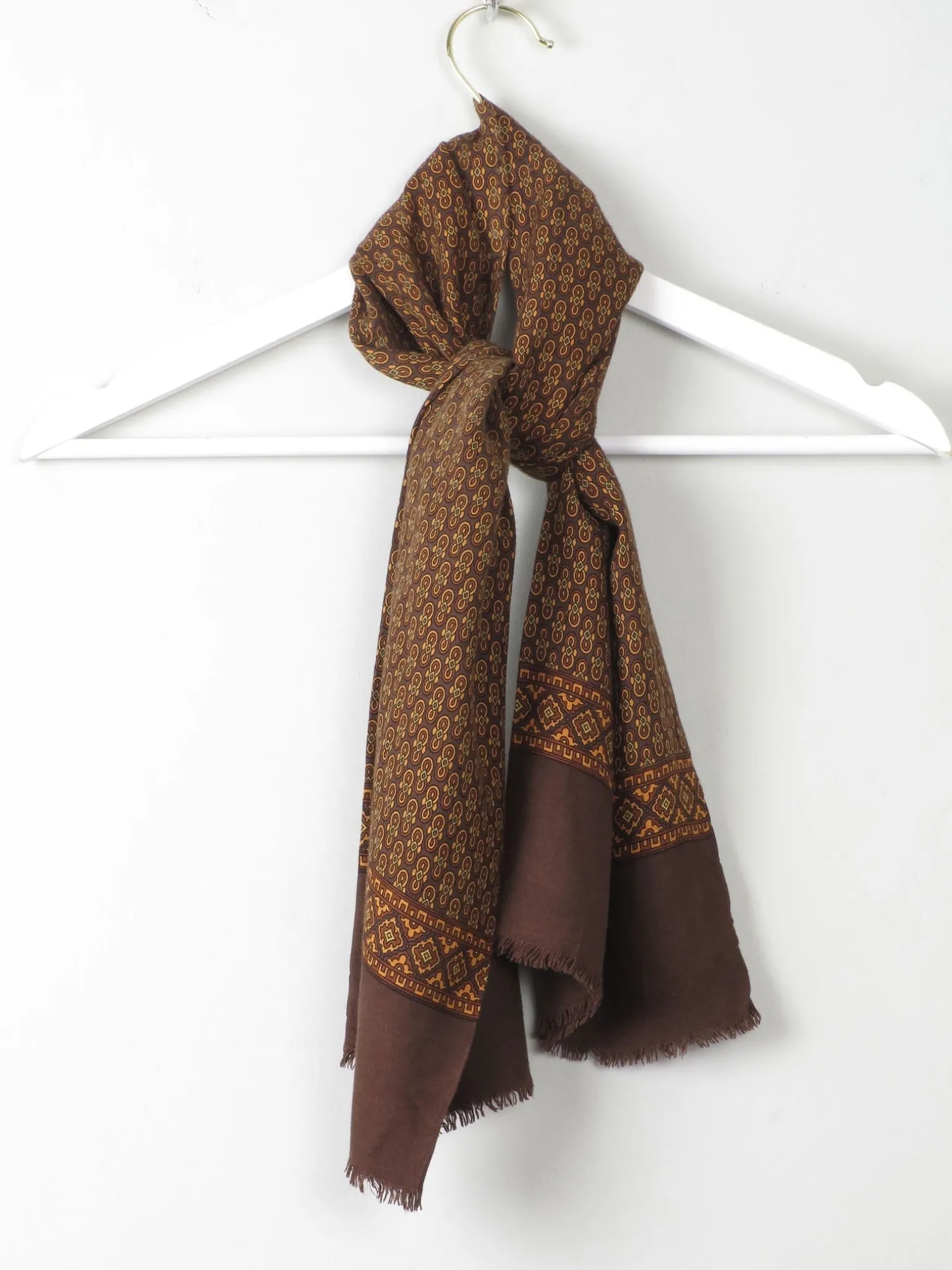 Men's Vintage Printed Mustard & Brown Scarf