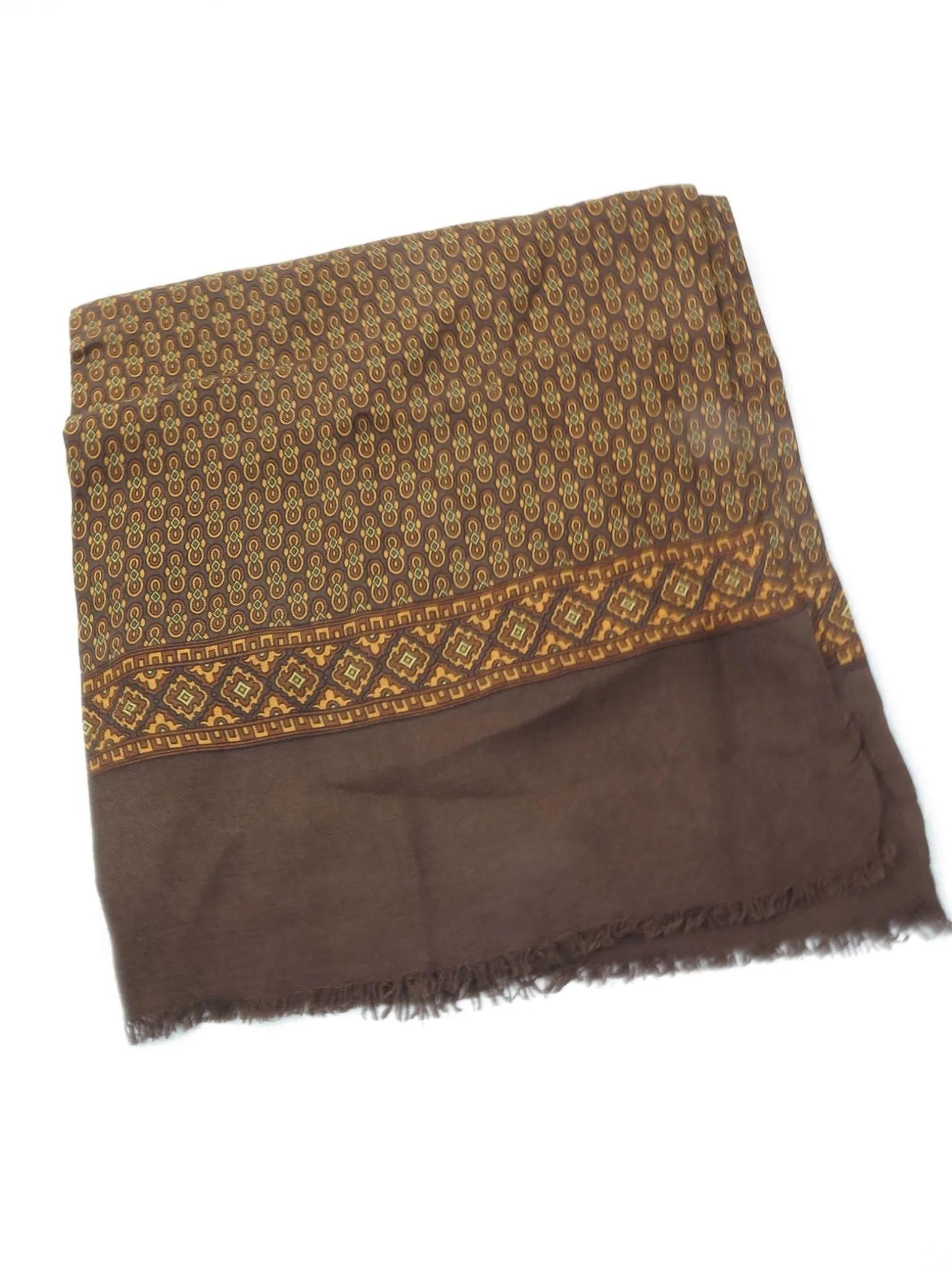 Men's Vintage Printed Mustard & Brown Scarf