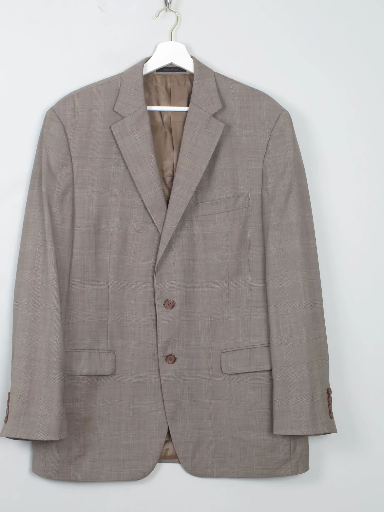 Men's Vintage Ralph Lauren Check Taupe Jacket L