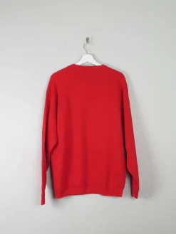 Men's Vintage Red Embroidered Sweatshirt L