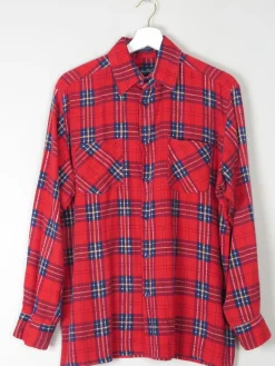 Men's Vintage Red Flannel Shirt S/M