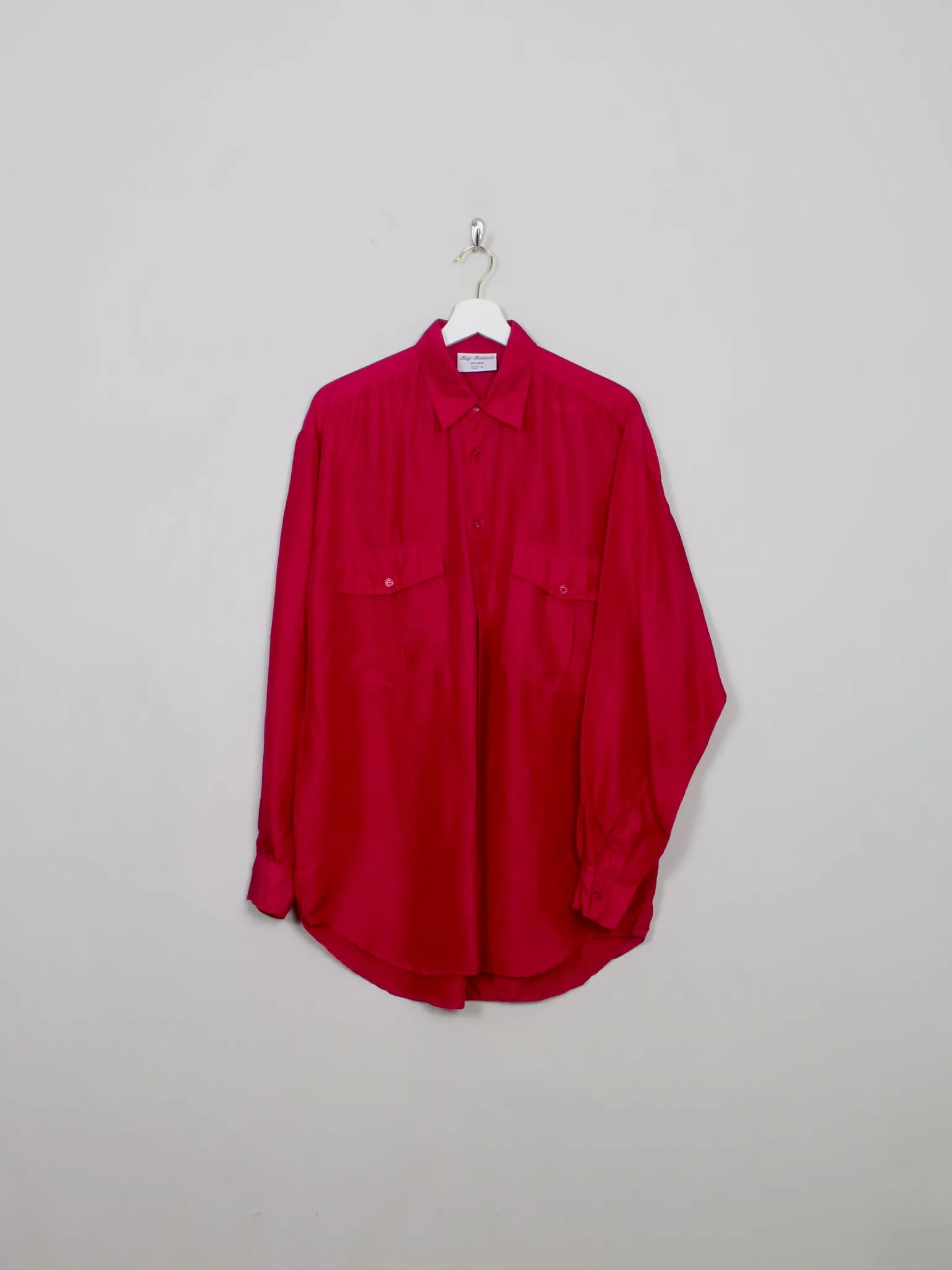 Men's Vintage Red Silk Shirt S