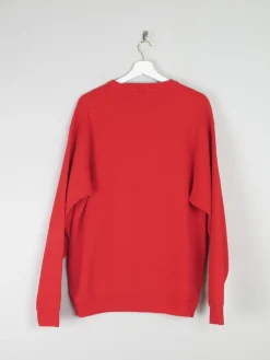 Men's Vintage Red Sweatshirt With Embroidered Logo L