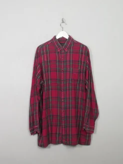 Men's Vintage Red Tartan Flannel Shirt XL