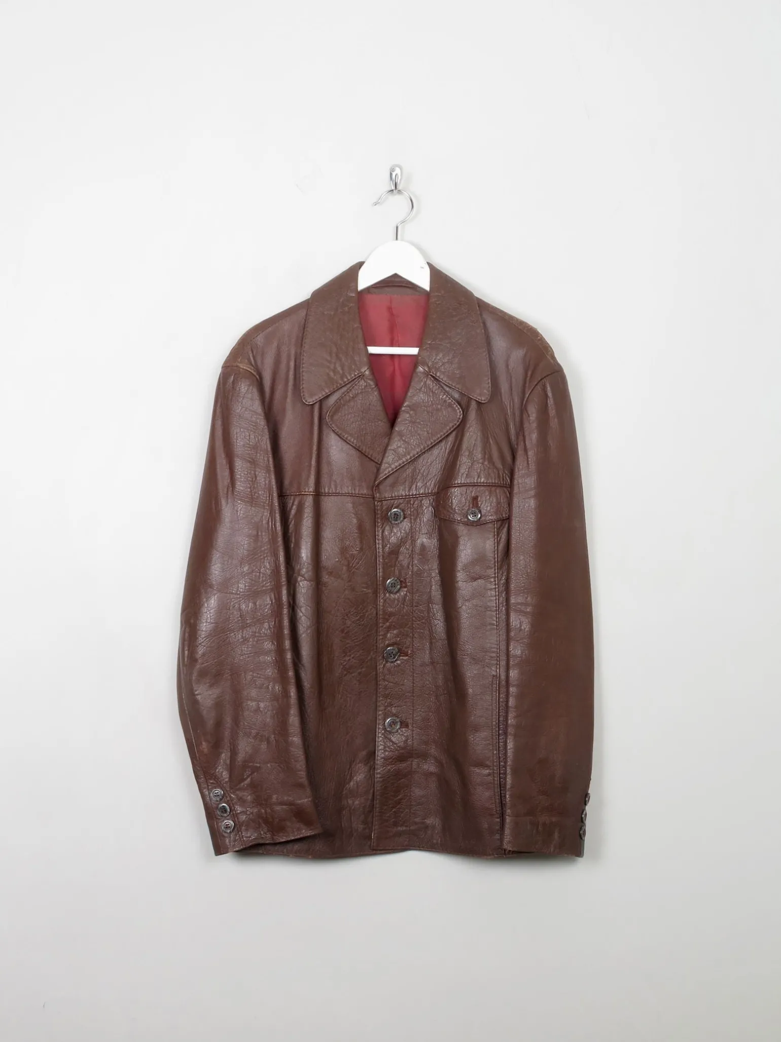 Men's Vintage Rust Leather Jacket 44/L