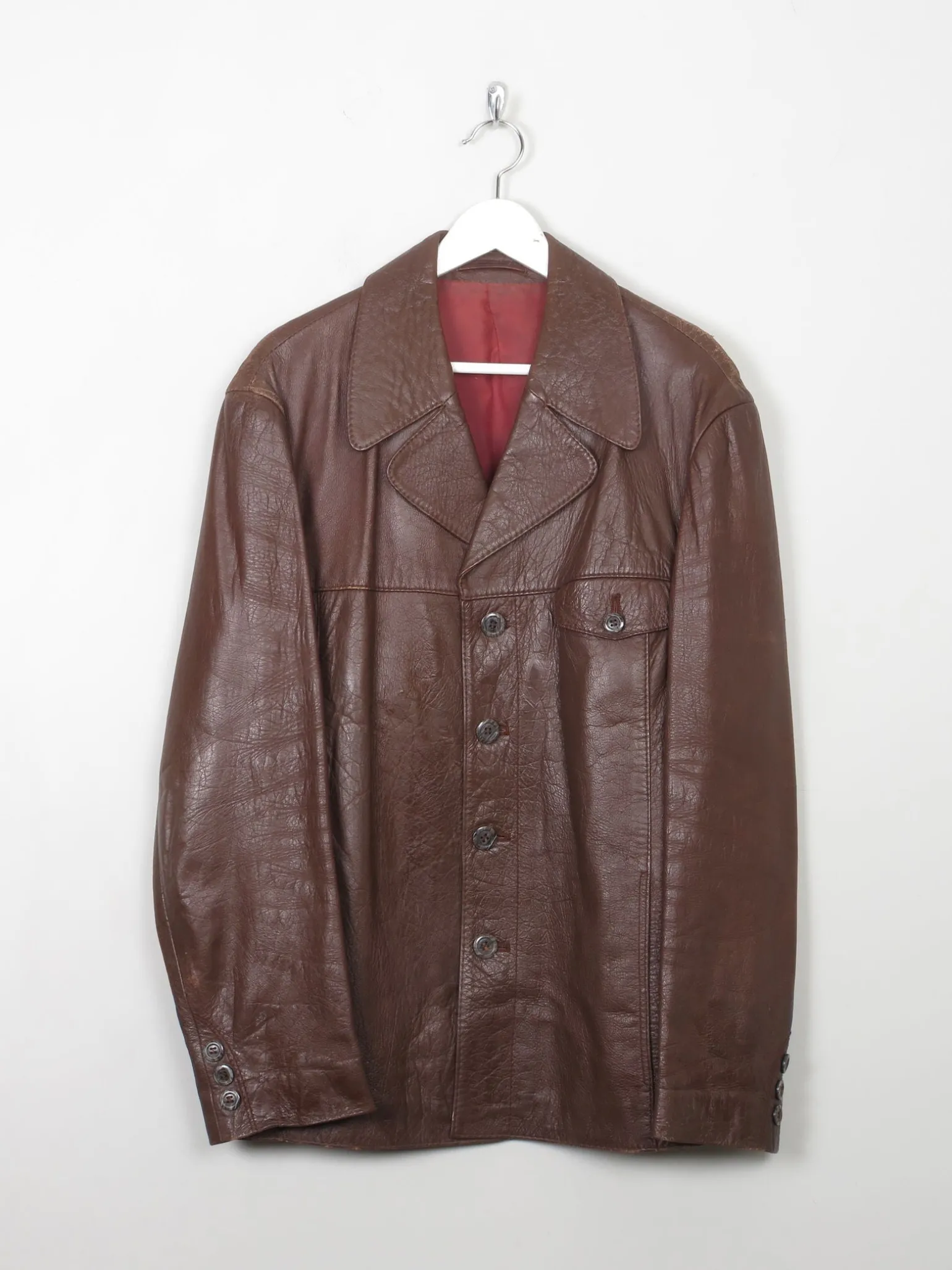 Men's Vintage Rust Leather Jacket 44/L