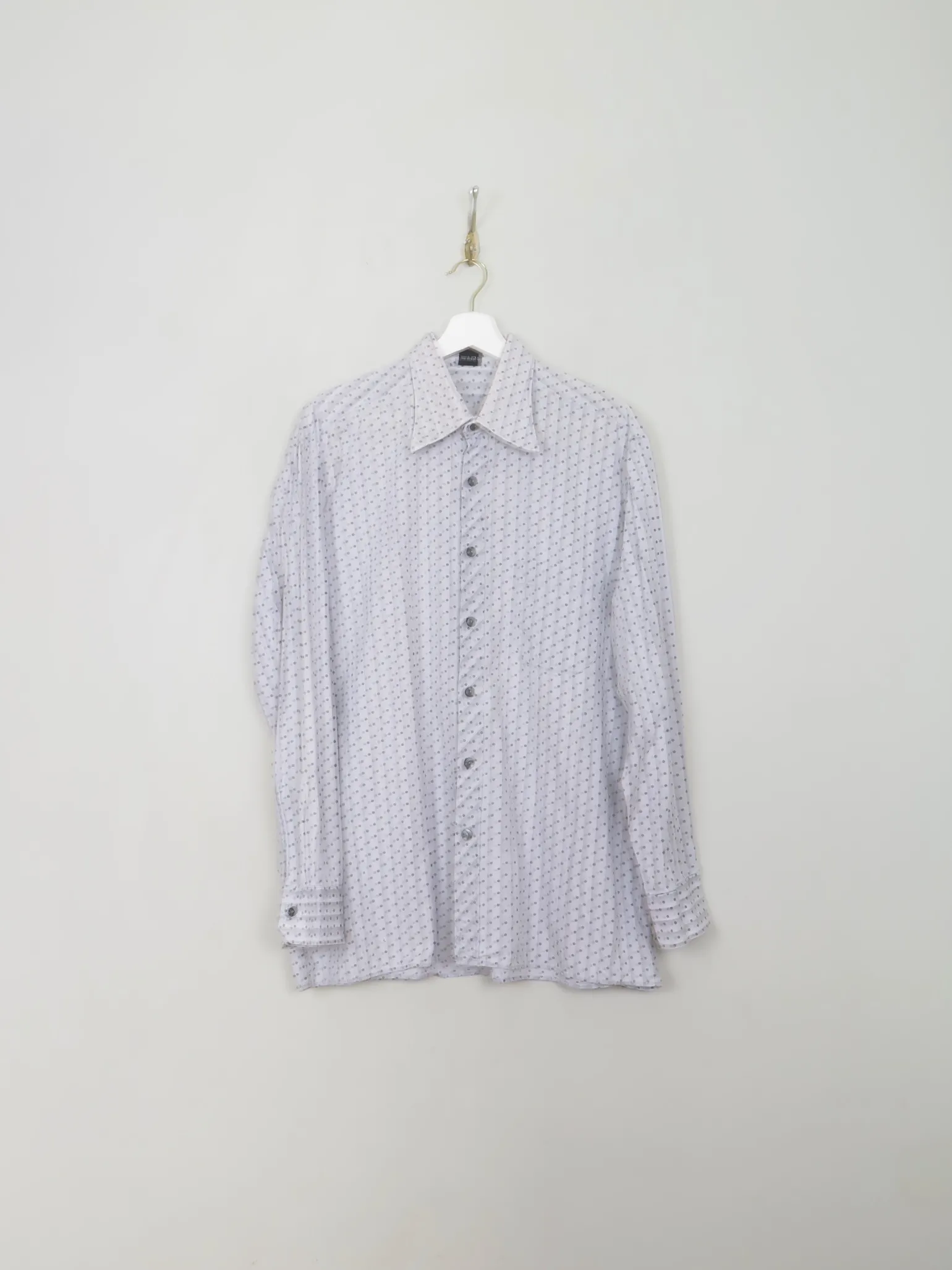 Men's Vintage 1970s  Polka Dot Shirt L