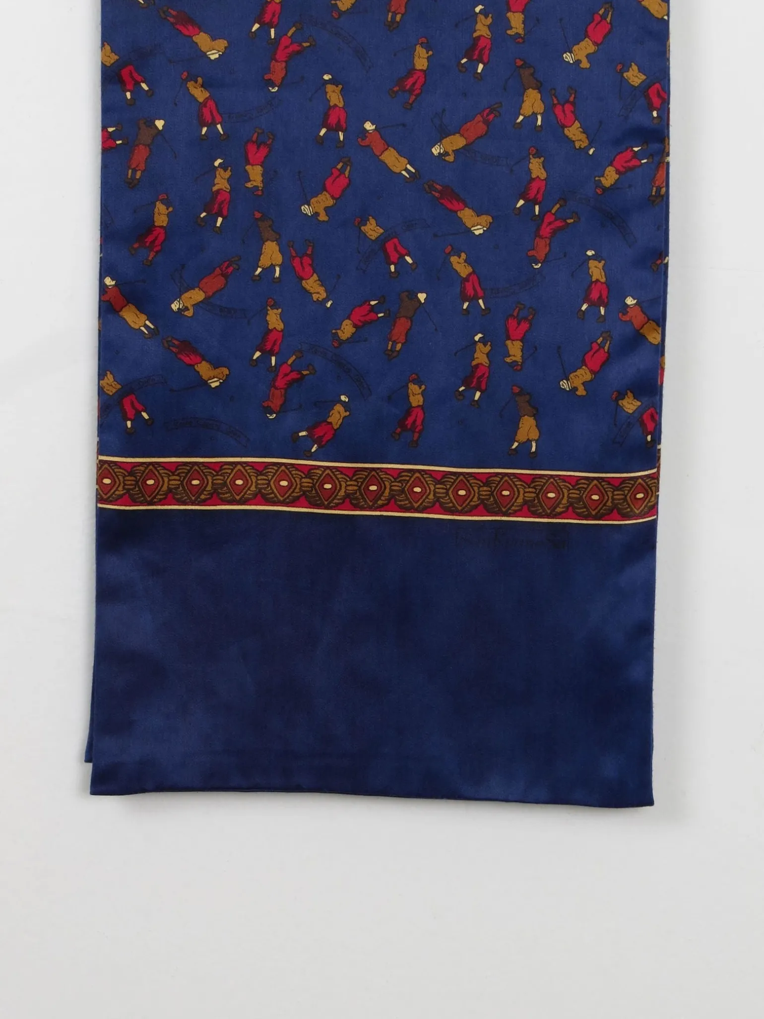 Men's Vintage Scarf With Golfer Pattern
