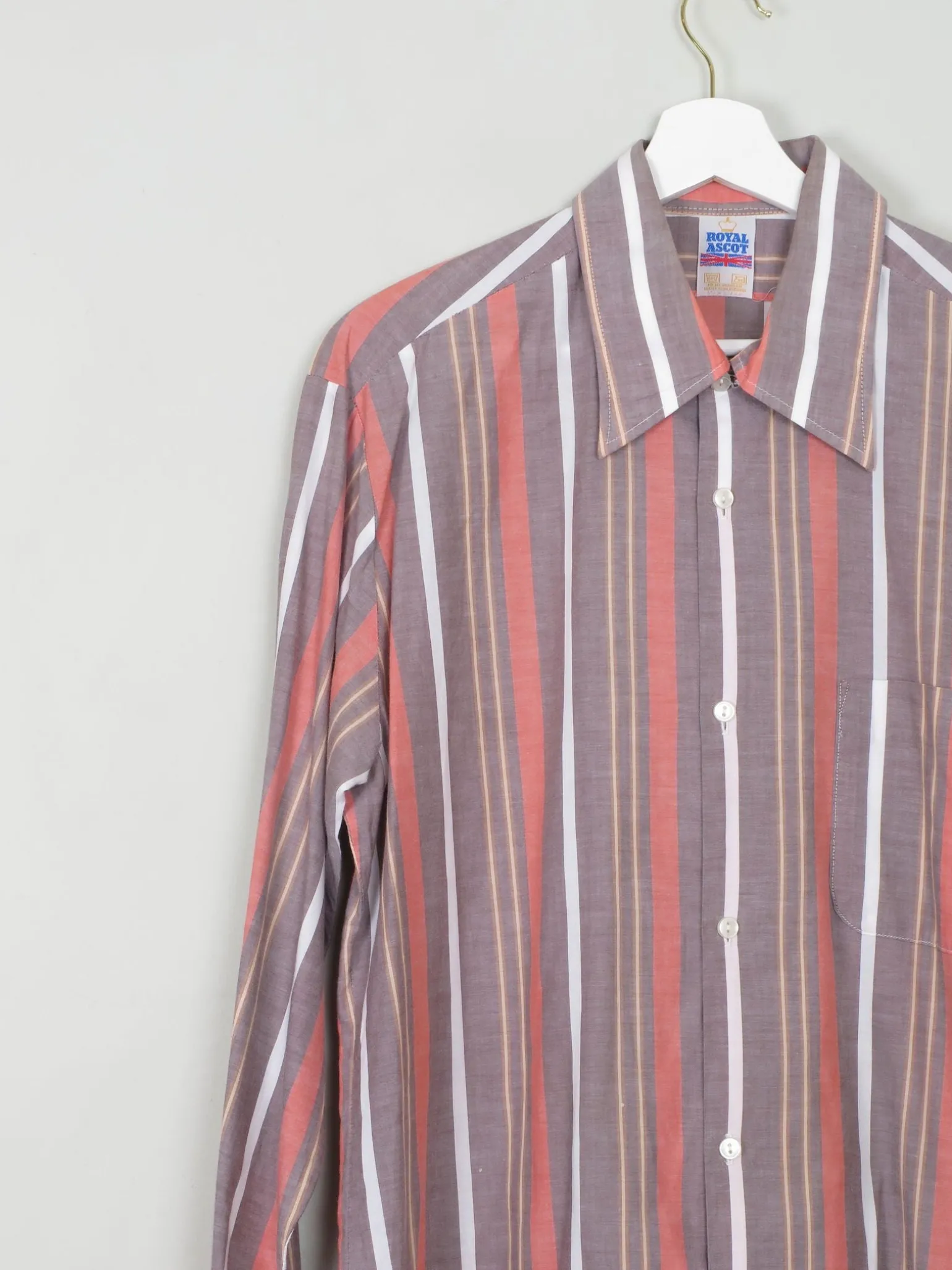 Men's Vintage Shirt 1970's Striped Royal Ascot L