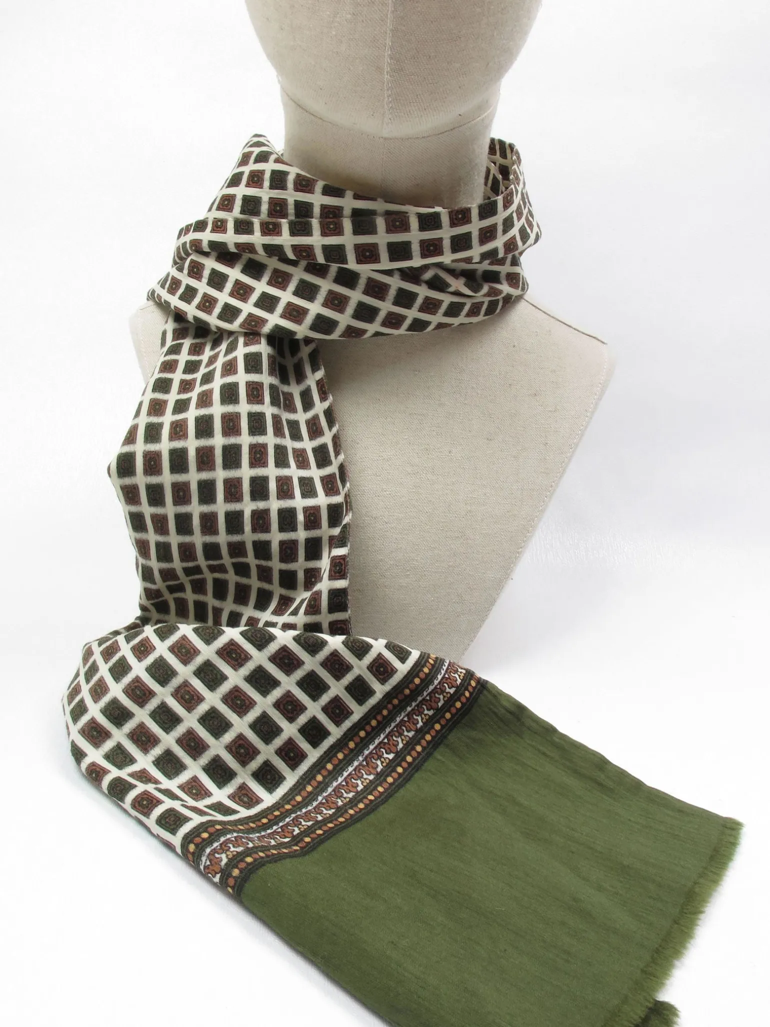 Men's Vintage Silk & Wool Scarf/ Cravat