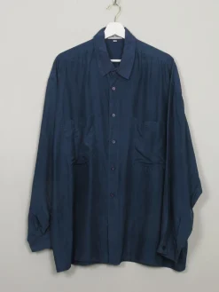 Men's Vintage Silk Navy Shirt XL