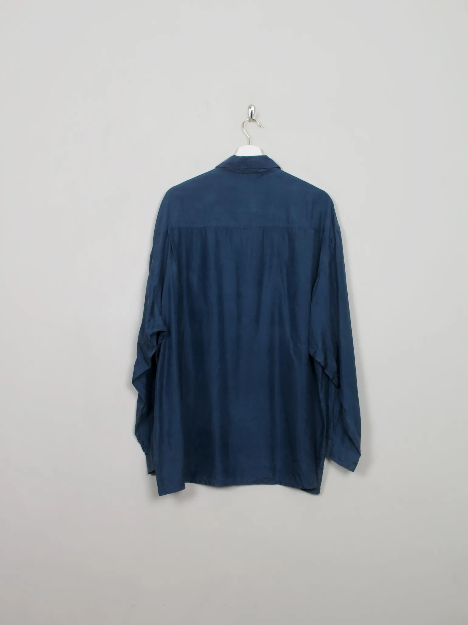 Men's Vintage Silk Navy Shirt XL