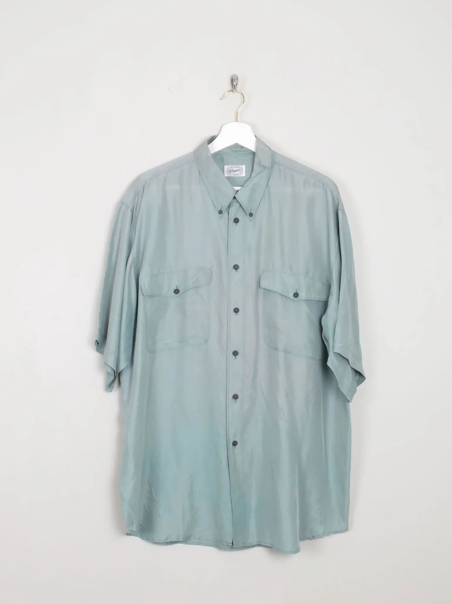 Men's Vintage Silk Shirt Sage Green L/XL