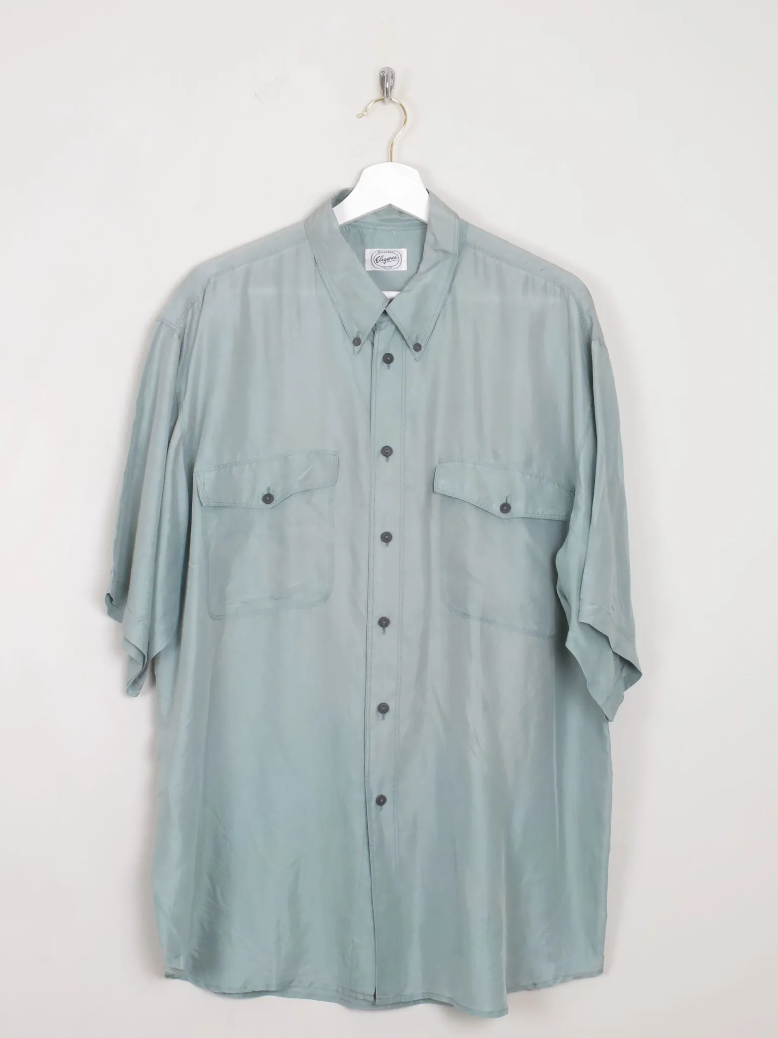 Men's Vintage Silk Shirt Sage Green L/XL