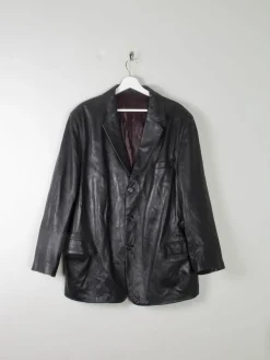 Men's Vintage Soft Black Leather Jacket XL