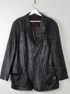 Men's Vintage Soft Black Leather Jacket XL