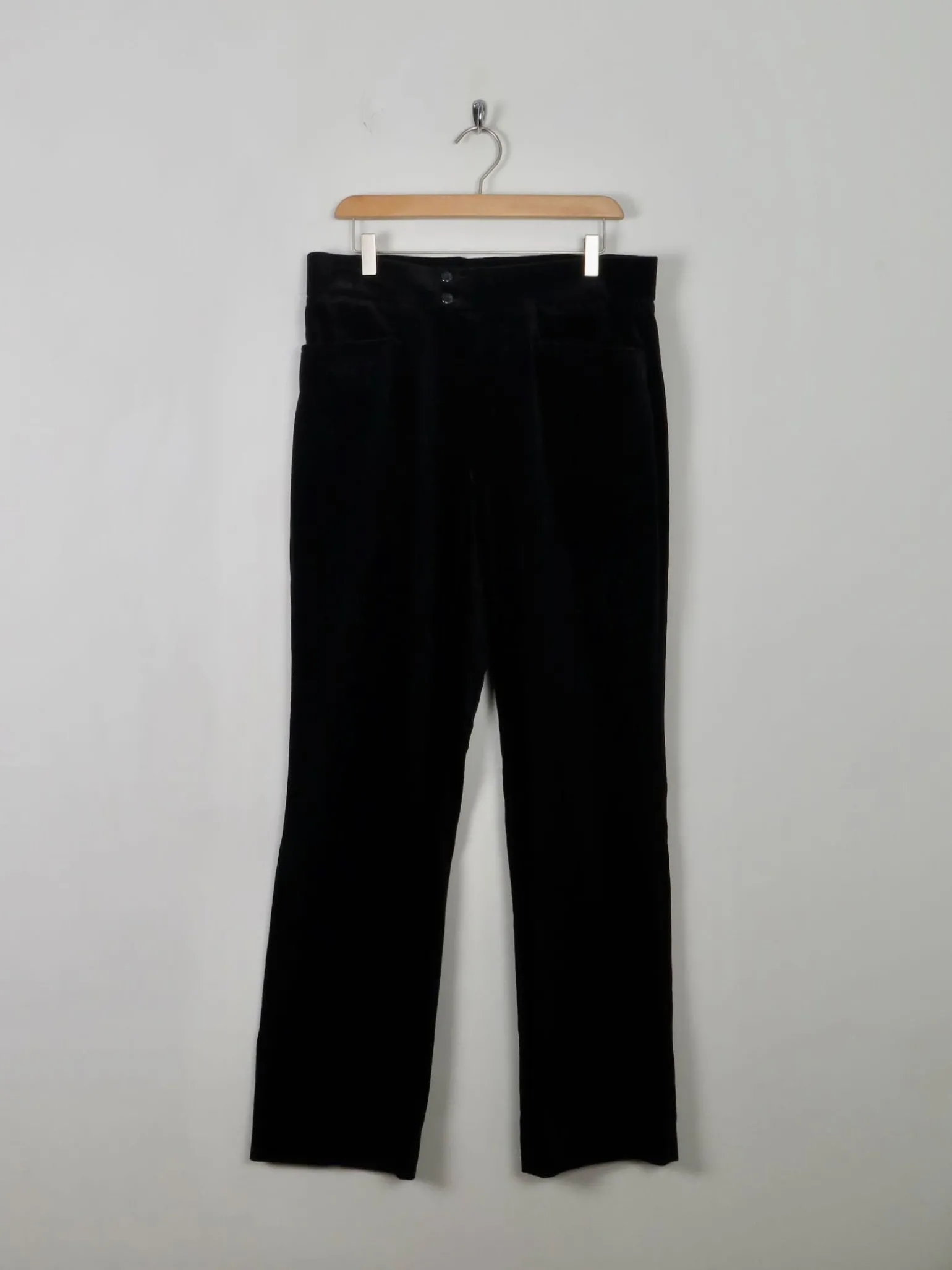 Men's Vintage Style Black Velvet Trousers 32"W 32" L