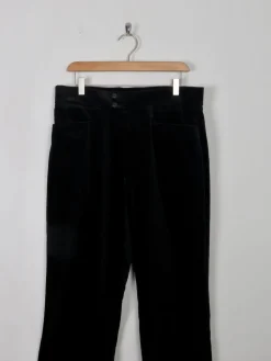 Men's Vintage Style Black Velvet Trousers  32"W 32" L