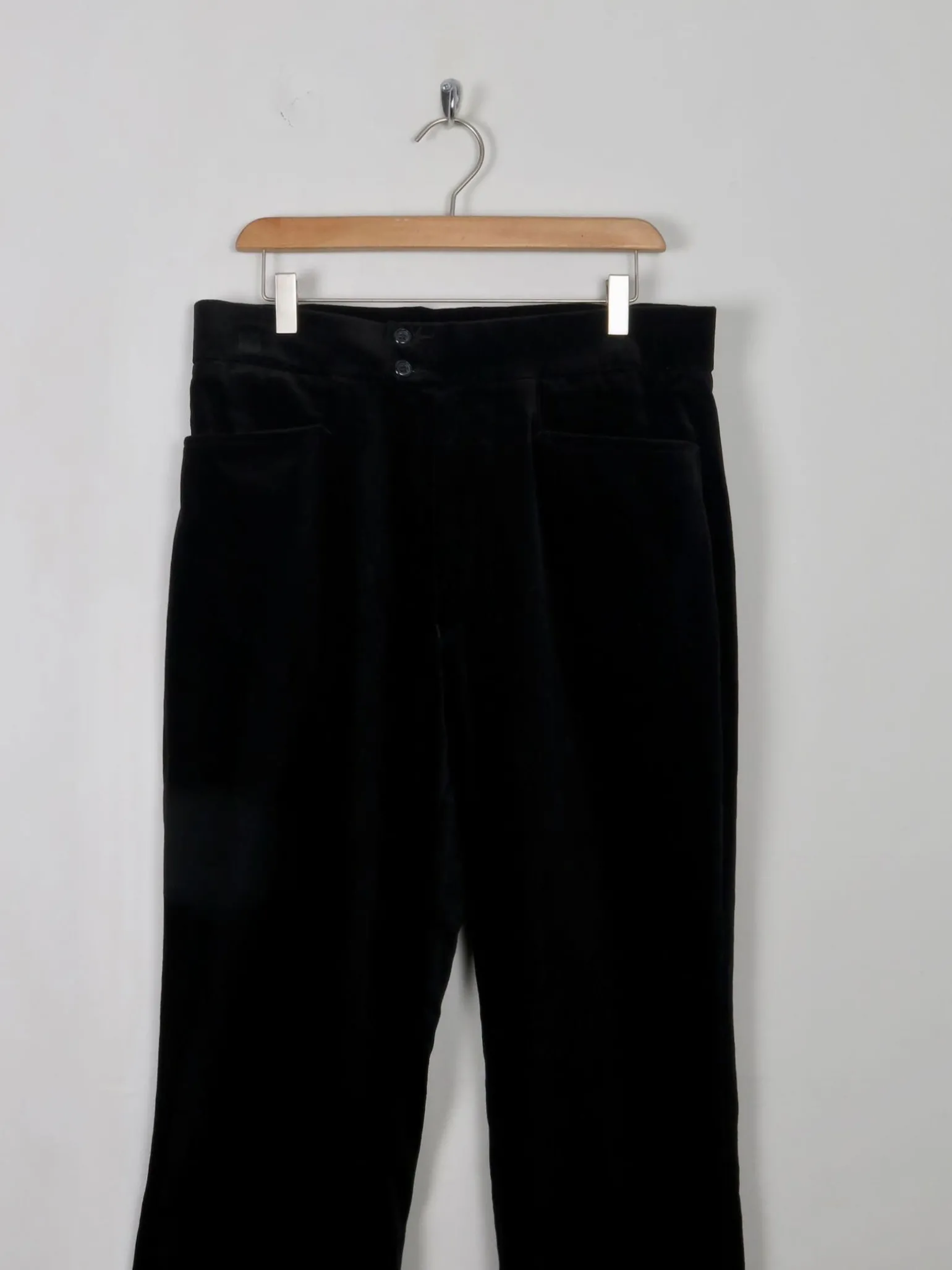 Men's Vintage Style Black Velvet Trousers 32"W 32" L