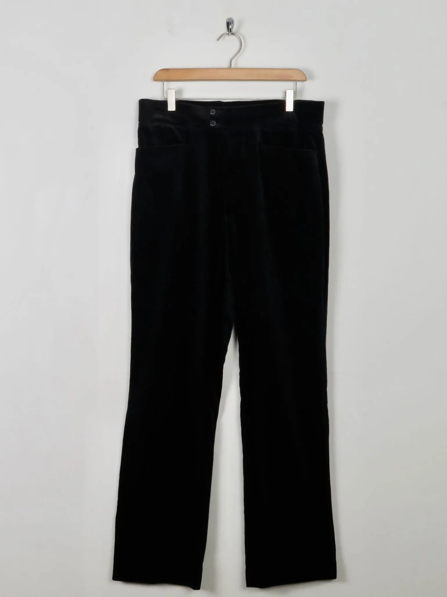 Men's Vintage Style Black Velvet Trousers 32"W 32" L