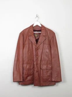 Men's Vintage Tan Leather Jacket L/XL/ 44