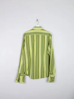 Men's VIntage Ted Baker Green Striped Shirt Size: 4 /L