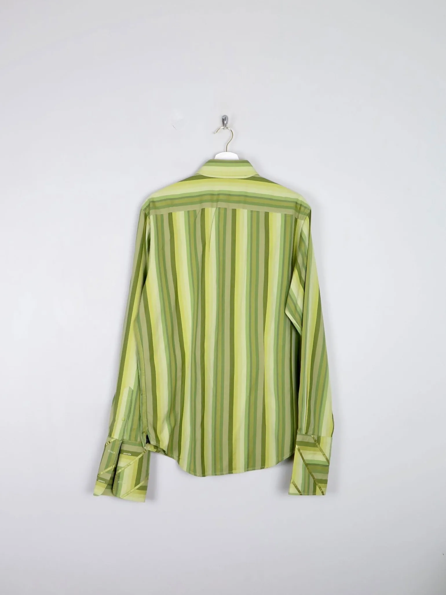 Men's VIntage Ted Baker Green Striped Shirt Size: 4 /L