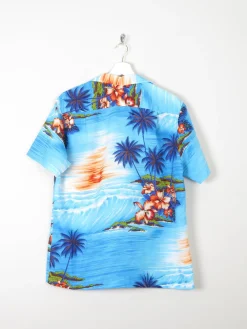 Men's Vintage Turquoise Hawaiian Shirt S/M