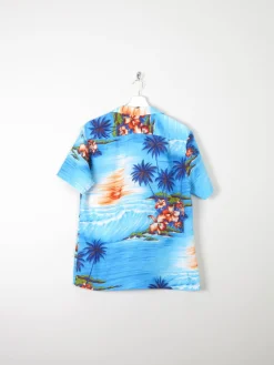 Men's Vintage Turquoise Hawaiian Shirt S/M