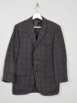 Men's Vintage Tweed Jacket Charcoal 1960's Check 38/40 [Short Sleeves]