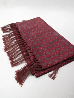 Men's Vintage Wine Patterned Fringed Scarf