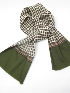 Men's Vintage Wool Green Printed  Scarf
