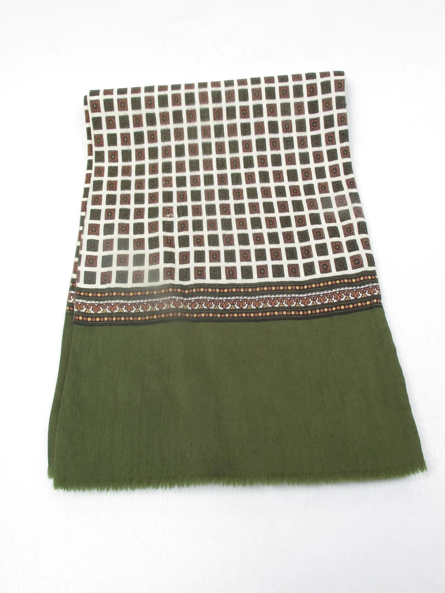 Men's Vintage Wool Green Printed Scarf