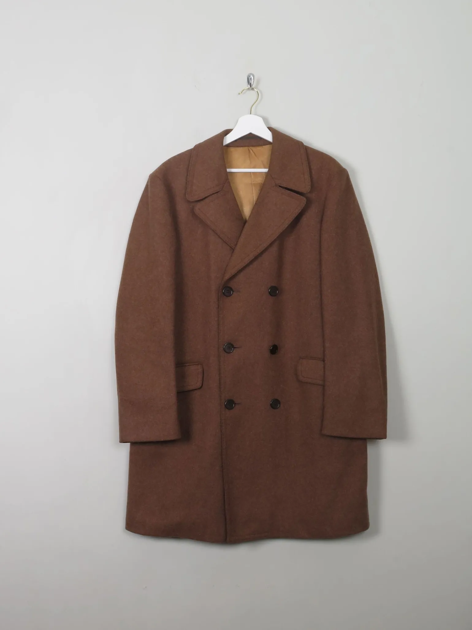 Men's Vintage Wool Tan Coat 44" Large