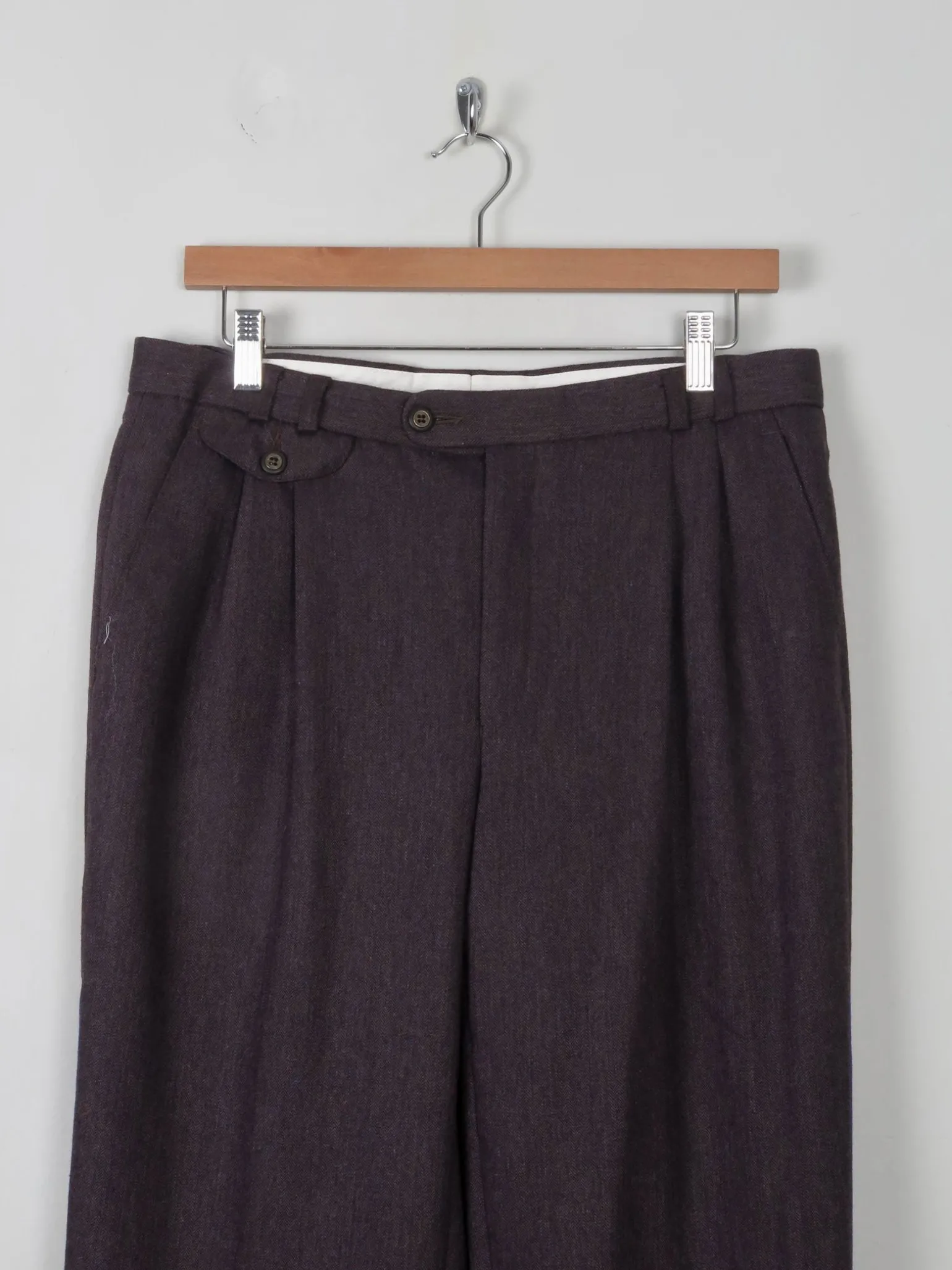 Men's Vintage Wool Trousers Wine/Brown 33" W 31"L