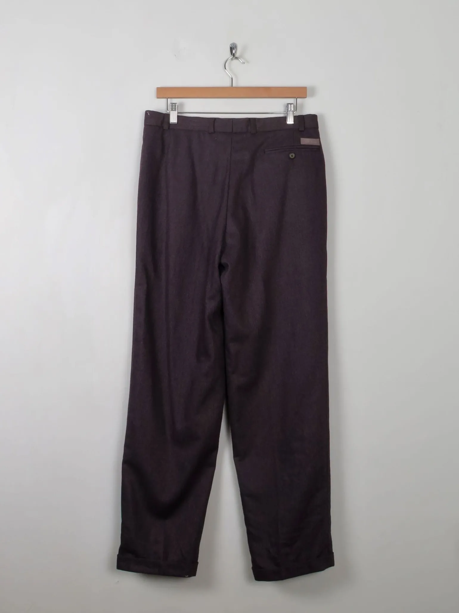 Men's Vintage Wool Trousers Wine/Brown 33" W 31"L