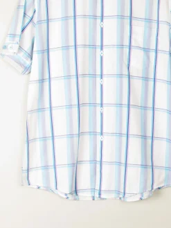 Men's White Cotton Check Short Sleeve Ben Sherman Shirt L