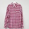 Men's Wine & White Check Levi's Flannel Shirt XL