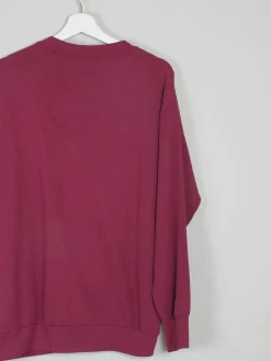 Men's Wine Vintage Embroidered  Logo Sweatshirt S/M