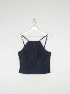 Midnight Blue Taffeta Corset Style Top S 8/10