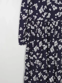 Navy & Ivory Floral Printed Ghost/M&S Dress With Collar 8